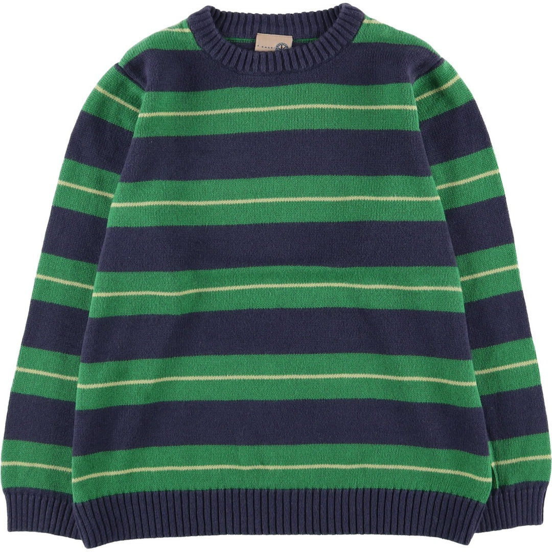 J.KHAKI Striped Pattern Ramie and Cotton Knit Sweater, Women's Size L Lamy navy blue type Vintage Second Hand