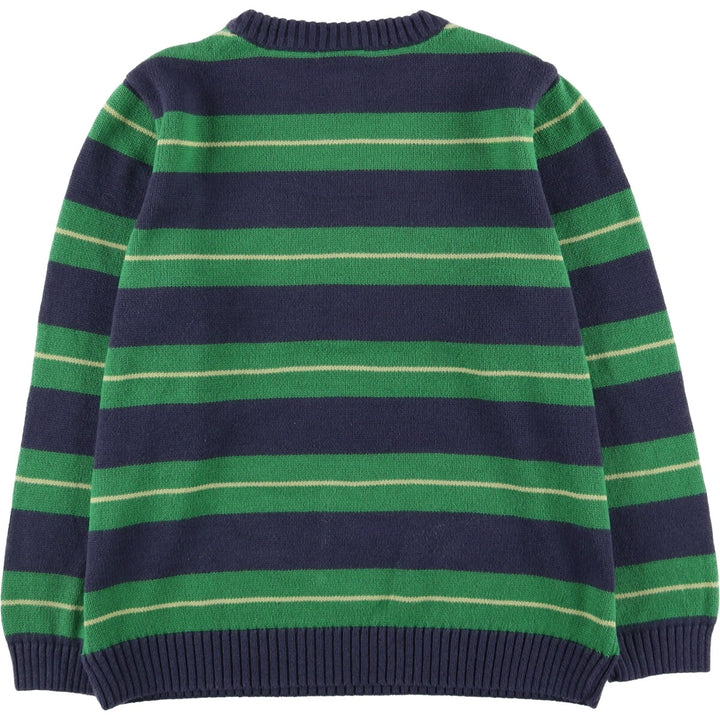 J.KHAKI Striped Pattern Ramie and Cotton Knit Sweater, Women's Size L Lamy navy blue type Vintage Second Hand