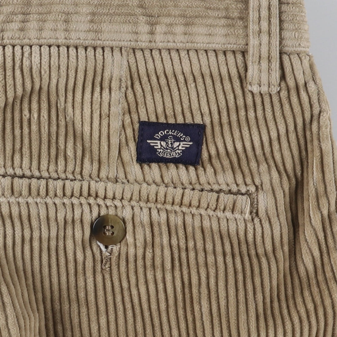 90'S Dockers Khakis Two-pleat Wide-Rib Corduroy Pants, Men's, Vintage, Size W34 cotton Beige type Vintage Second Hand