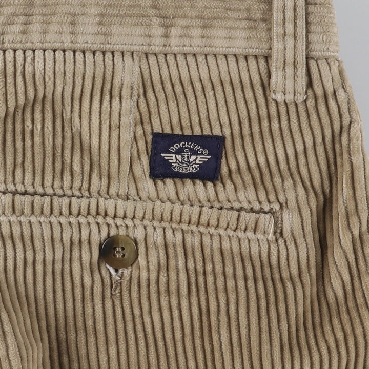 90'S Dockers Khakis Two-pleat Wide-Rib Corduroy Pants, Men's, Vintage, Size W34 cotton Beige type Vintage Second Hand