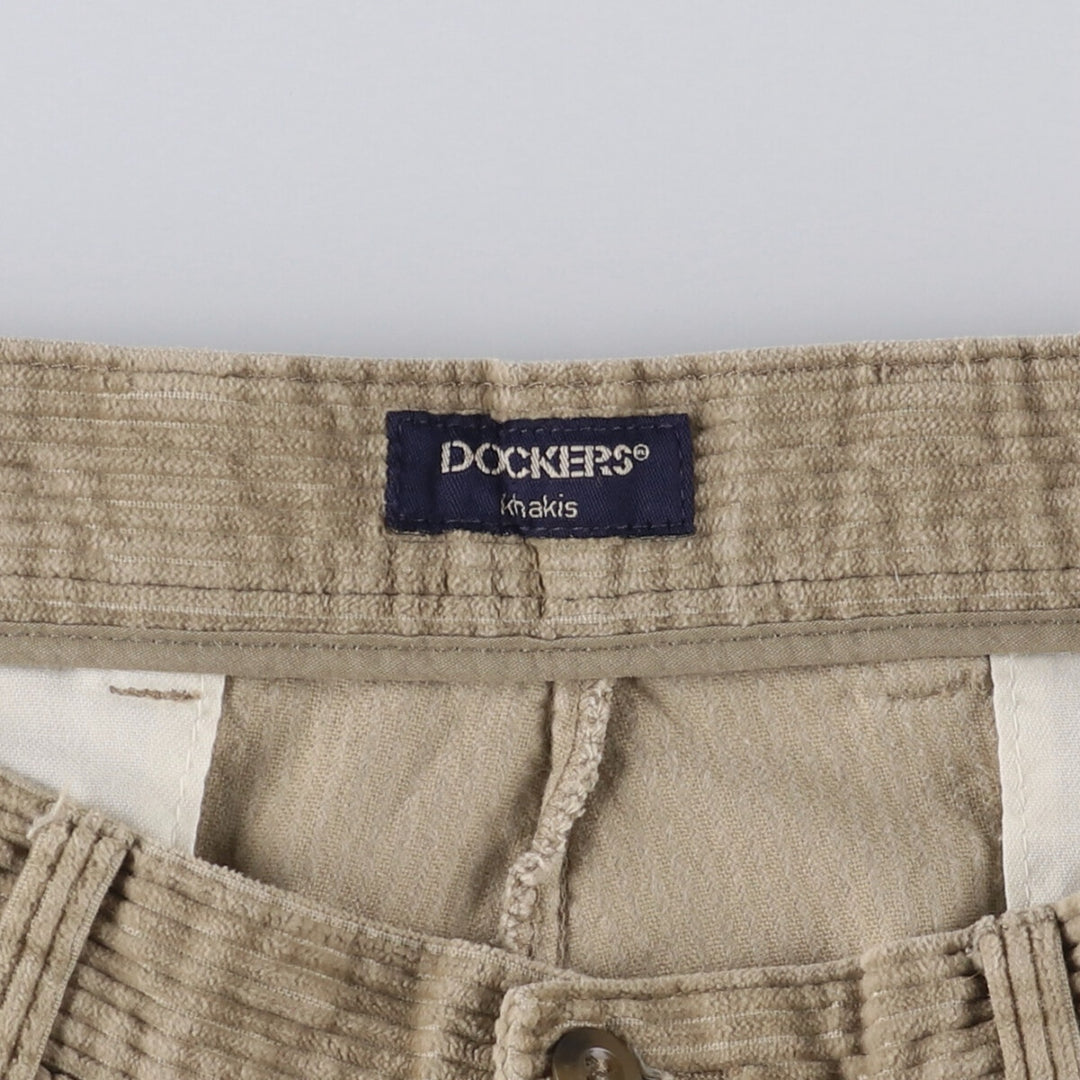 90'S Dockers Khakis Two-pleat Wide-Rib Corduroy Pants, Men's, Vintage, Size W34 cotton Beige type Vintage Second Hand