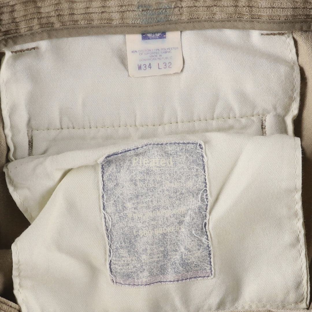 90'S Dockers Khakis Two-pleat Wide-Rib Corduroy Pants, Men's, Vintage, Size W34 cotton Beige type Vintage Second Hand