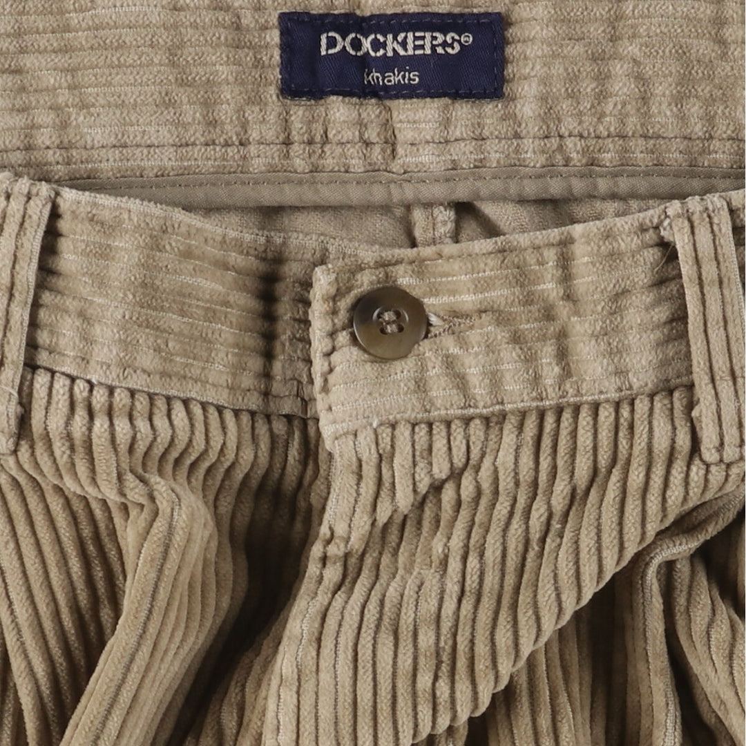 90'S Dockers Khakis Two-pleat Wide-Rib Corduroy Pants, Men's, Vintage, Size W34 cotton Beige type Vintage Second Hand
