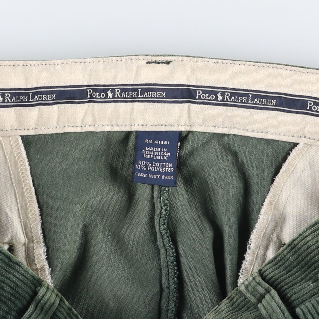 Ralph Lauren POLO RALPH LAUREN Two-pleat corduroy pants for men, size W34 cotton green type Vintage Second Hand
