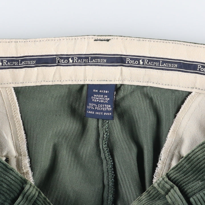 Ralph Lauren POLO RALPH LAUREN Two-pleat corduroy pants for men, size W34 cotton green type Vintage Second Hand