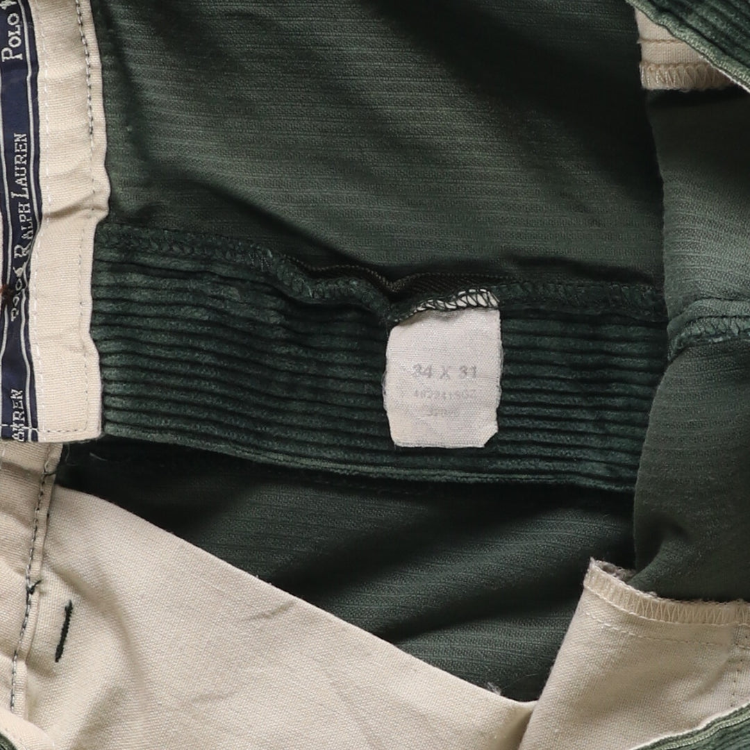 Ralph Lauren POLO RALPH LAUREN Two-pleat corduroy pants for men, size W34 cotton green type Vintage Second Hand