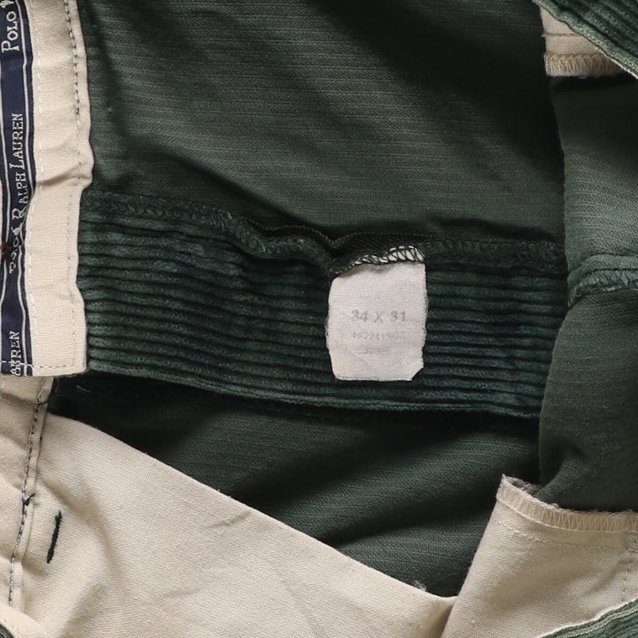Ralph Lauren POLO RALPH LAUREN Two-pleat corduroy pants for men, size W34 cotton green type Vintage Second Hand