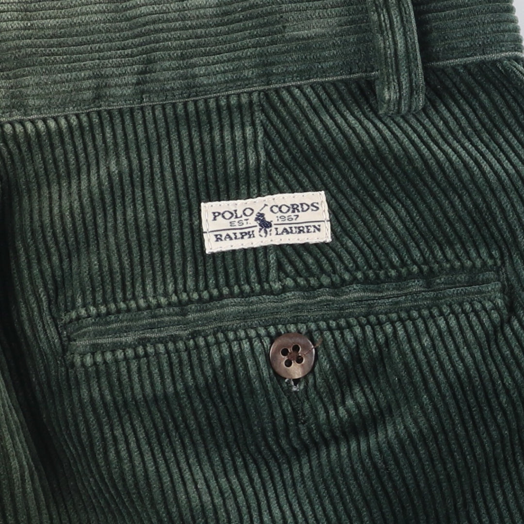 Ralph Lauren POLO RALPH LAUREN Two-pleat corduroy pants for men, size W34 cotton green type Vintage Second Hand