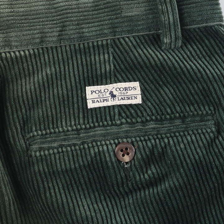 Ralph Lauren POLO RALPH LAUREN Two-pleat corduroy pants for men, size W34 cotton green type Vintage Second Hand