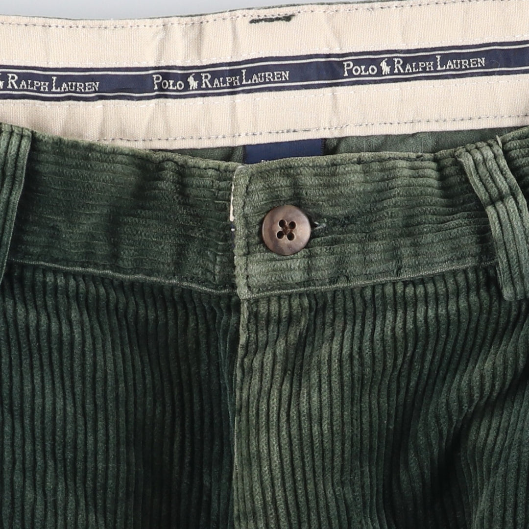 Ralph Lauren POLO RALPH LAUREN Two-pleat corduroy pants for men, size W34 cotton green type Vintage Second Hand
