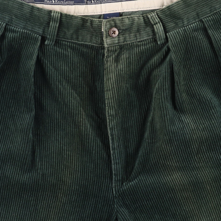 Ralph Lauren POLO RALPH LAUREN Two-pleat corduroy pants for men, size W34 cotton green type Vintage Second Hand