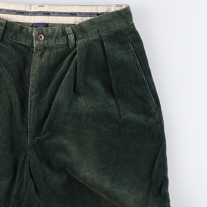Ralph Lauren POLO RALPH LAUREN Two-pleat corduroy pants for men, size W34 cotton green type Vintage Second Hand