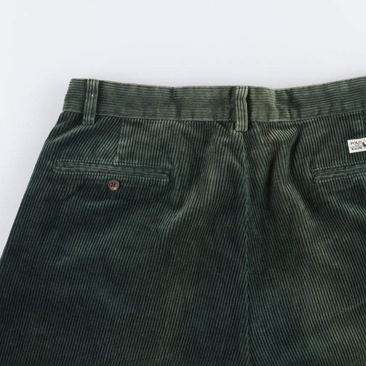 Ralph Lauren POLO RALPH LAUREN Two-pleat corduroy pants for men, size W34 cotton green type Vintage Second Hand
