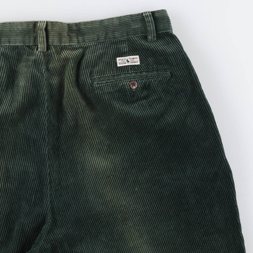 Ralph Lauren POLO RALPH LAUREN Two-pleat corduroy pants for men, size W34 cotton green type Vintage Second Hand