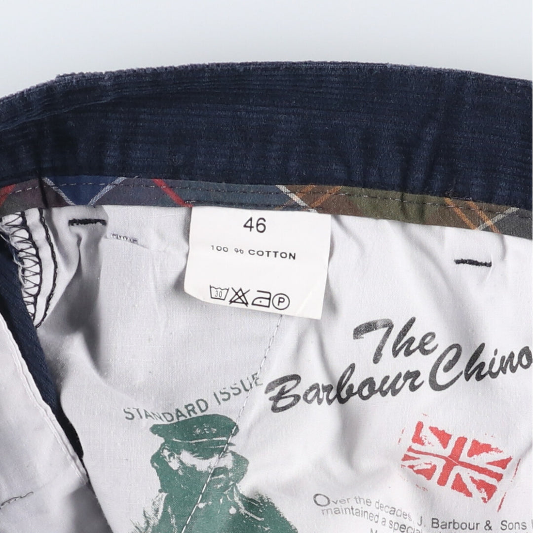 Barbour Corduroy Pants, Made in Spain, Size 46, Men's, W35 (equivalent) cotton navy blue type Vintage Second Hand