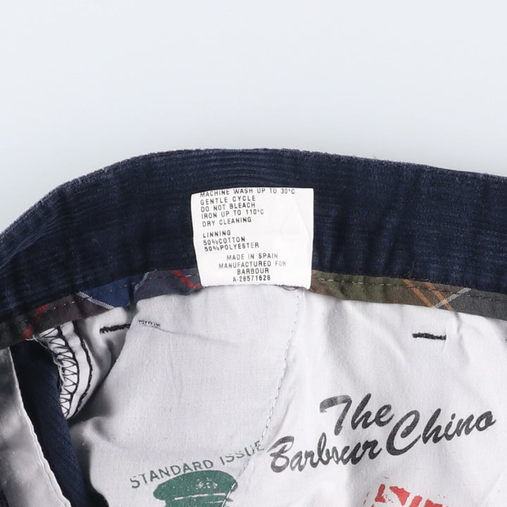 Barbour Corduroy Pants, Made in Spain, Size 46, Men's, W35 (equivalent) cotton navy blue type Vintage Second Hand