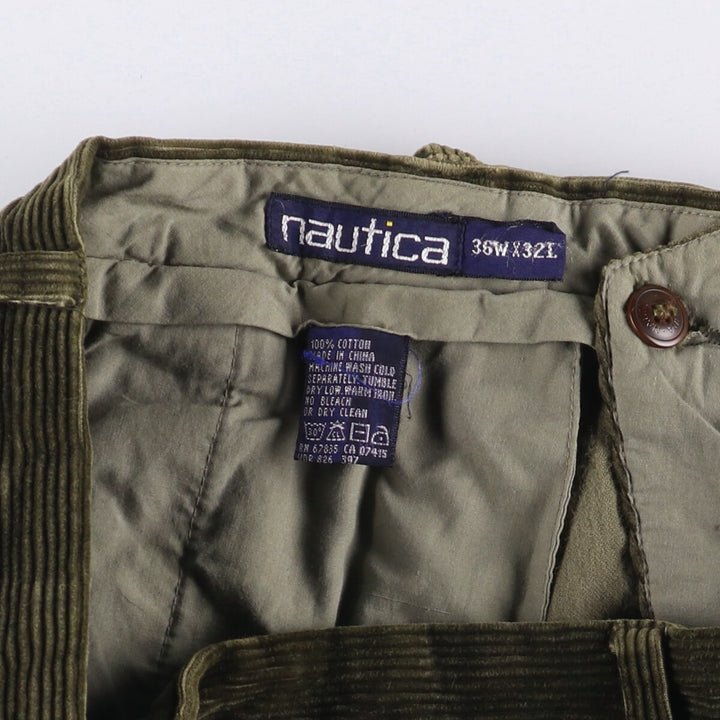 90'S Nautica Two-pleat Corduroy Pants, Men's, Vintage, Size 36 cotton Khaki type Vintage Second Hand