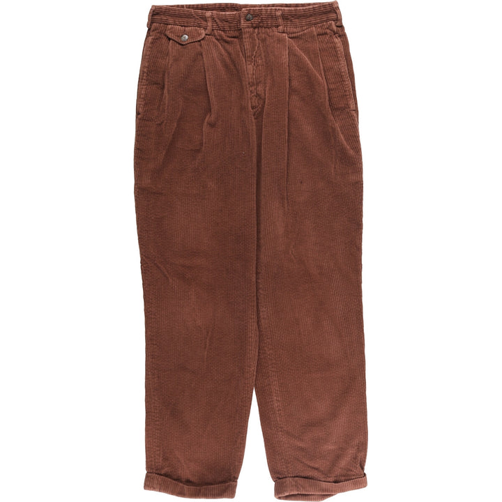 Abercrombie & Fitch Men's Two-Pleated Wide-Rib Corduroy Pants, Size W31 cotton red type reddish brown Vintage Second Hand