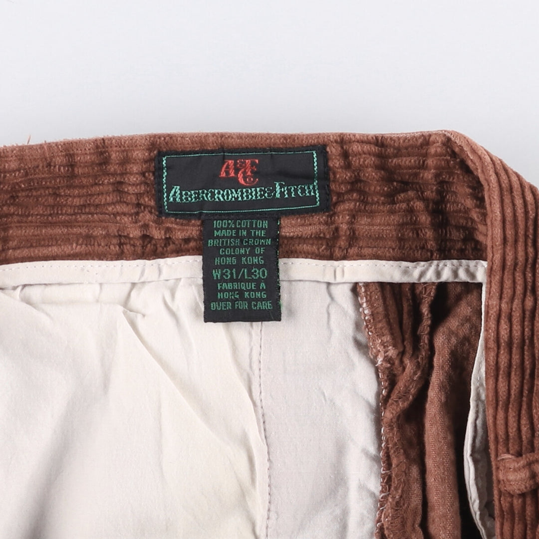 Abercrombie & Fitch Men's Two-Pleated Wide-Rib Corduroy Pants, Size W31 cotton red type reddish brown Vintage Second Hand