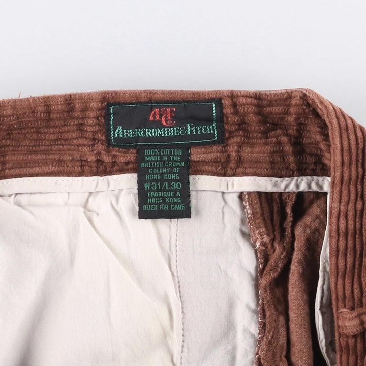Abercrombie & Fitch Men's Two-Pleated Wide-Rib Corduroy Pants, Size W31 cotton red type reddish brown Vintage Second Hand