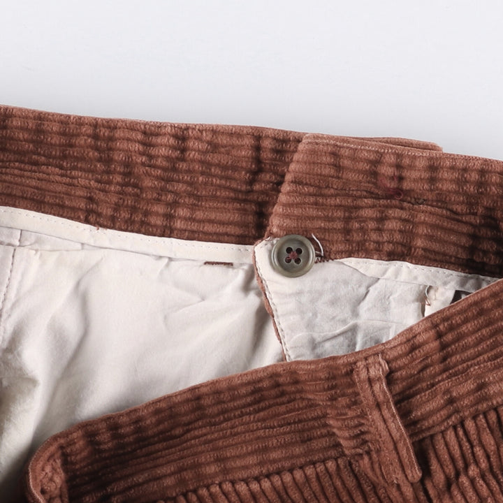 Abercrombie & Fitch Men's Two-Pleated Wide-Rib Corduroy Pants, Size W31 cotton red type reddish brown Vintage Second Hand