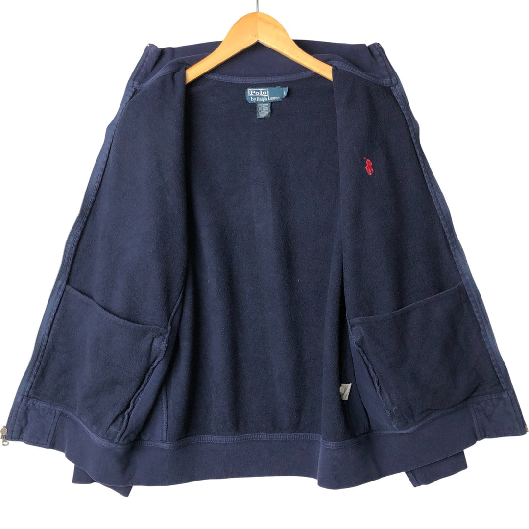 Ralph Lauren POLO by Ralph Lauren full zip sweatshirt, men's size L cotton navy blue type Vintage Second Hand