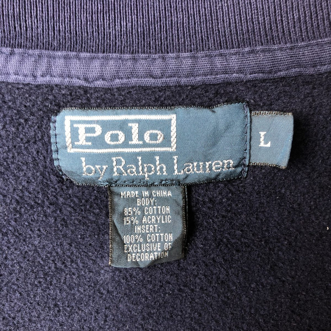 Ralph Lauren POLO by Ralph Lauren full zip sweatshirt, men's size L cotton navy blue type Vintage Second Hand