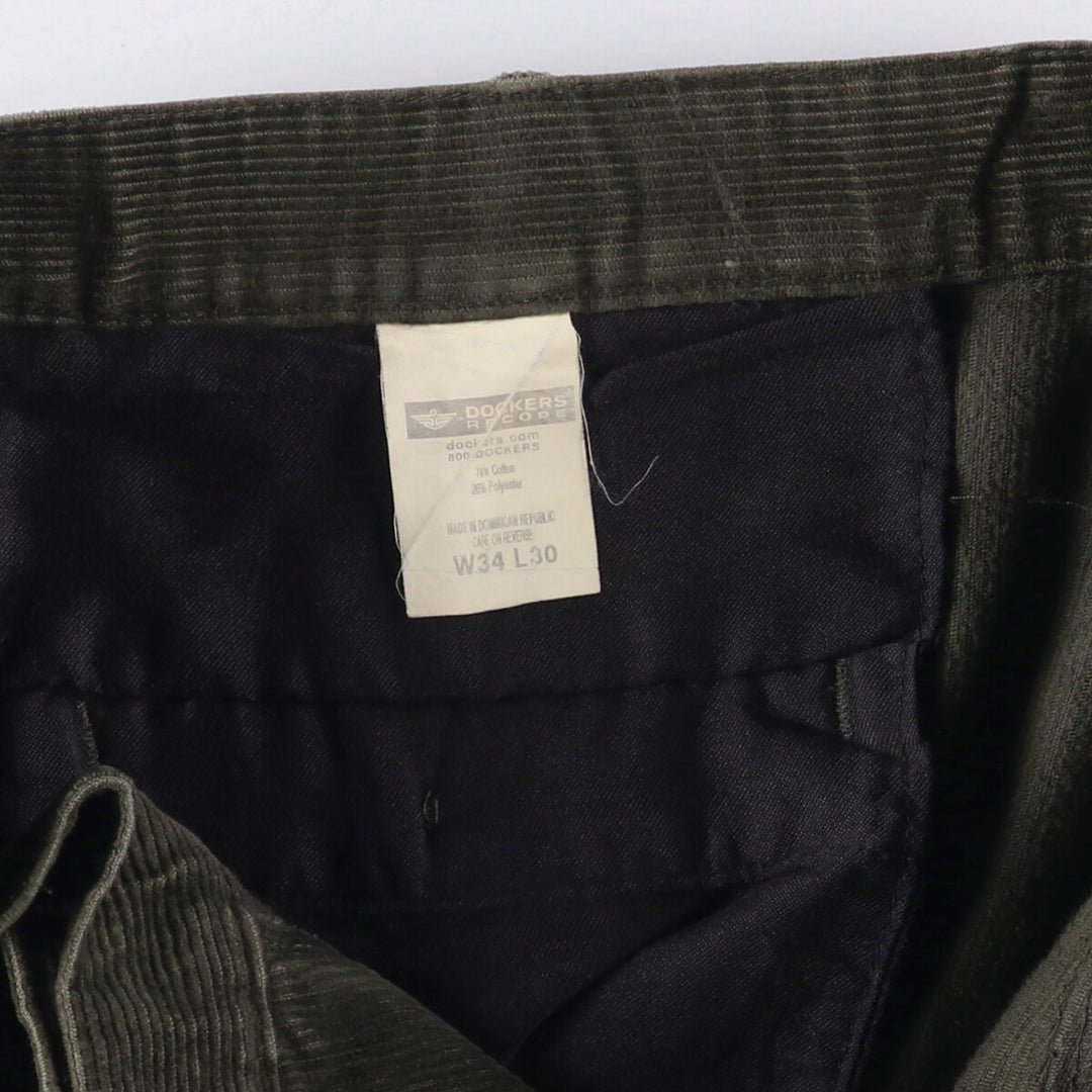 Dockers Recode Two-Pleated Corduroy Pants, Men's, Size W35 cotton Khaki type Vintage Second Hand