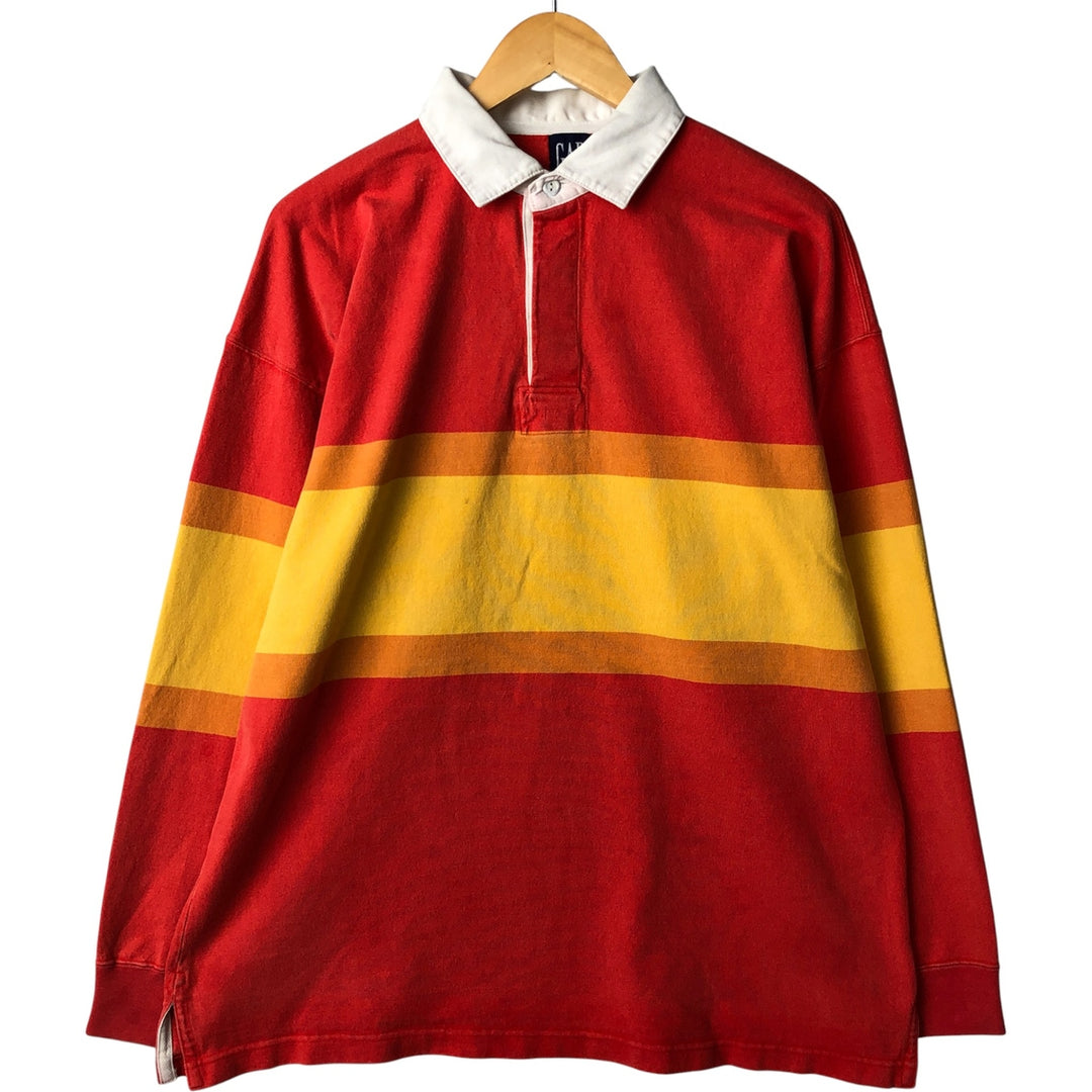 90'S GAP Vintage Long Sleeve Rugby Shirt, Men's XL cotton red type Vintage Second Hand