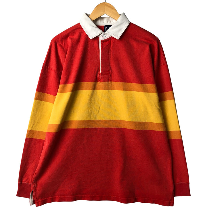 90'S GAP Vintage Long Sleeve Rugby Shirt, Men's XL cotton red type Vintage Second Hand