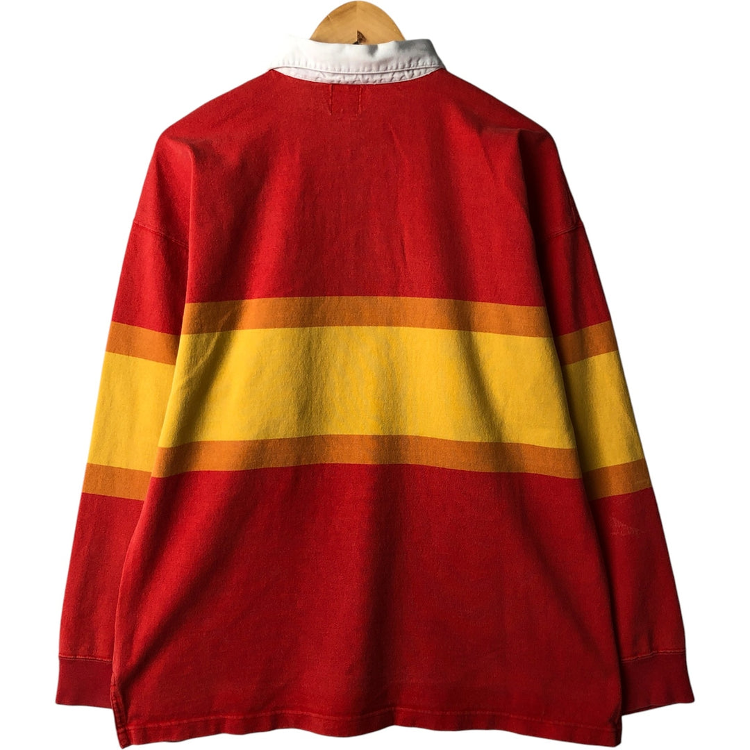 90'S GAP Vintage Long Sleeve Rugby Shirt, Men's XL cotton red type Vintage Second Hand