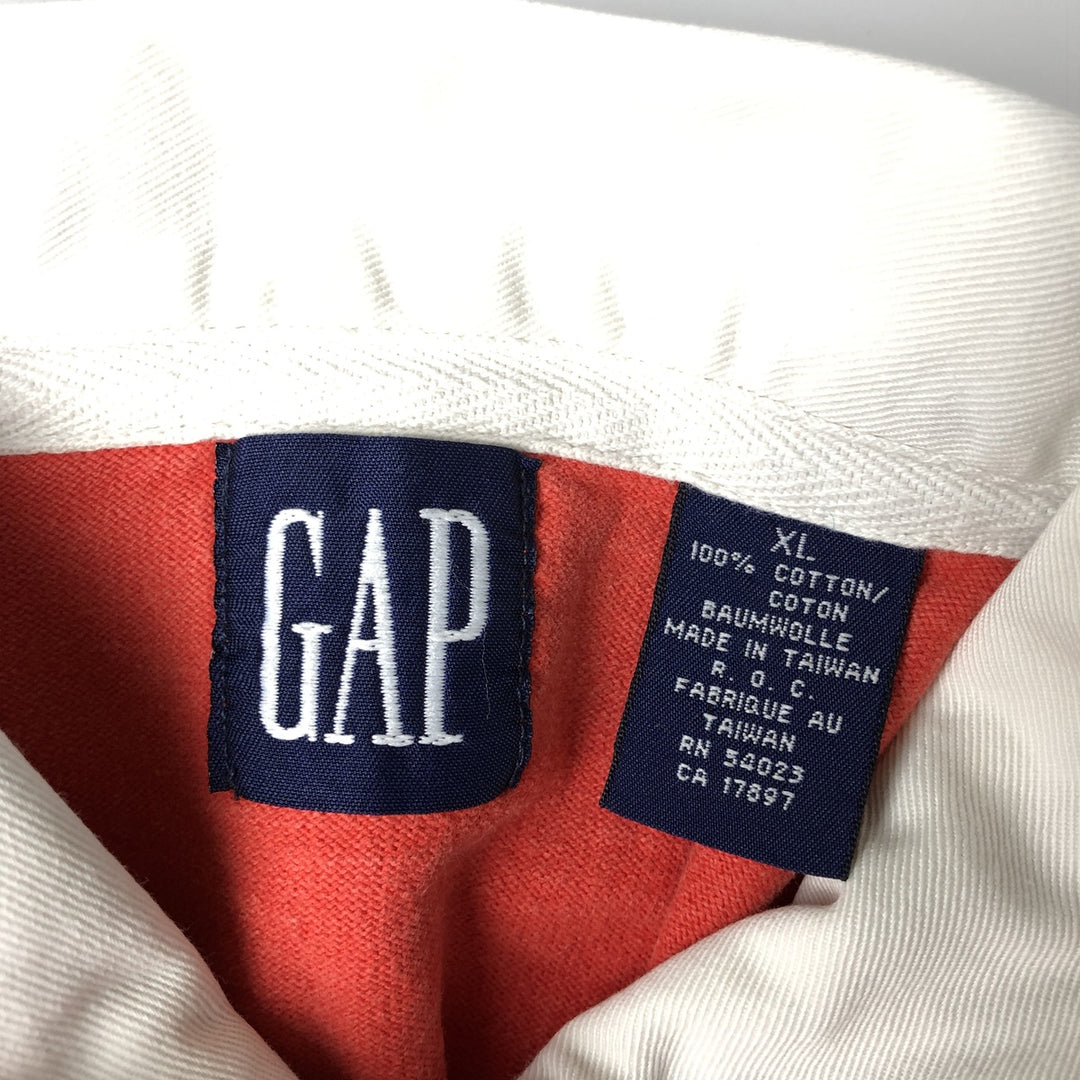 90'S GAP Vintage Long Sleeve Rugby Shirt, Men's XL cotton red type Vintage Second Hand