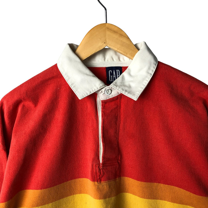 90'S GAP Vintage Long Sleeve Rugby Shirt, Men's XL cotton red type Vintage Second Hand