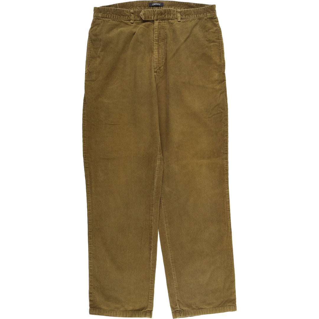 Donna Karan New York DKNY corduroy pants, men's size W36 cotton Khaki type sage green Vintage Second Hand