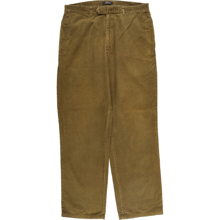 Donna Karan New York DKNY corduroy pants, men's size W36 cotton Khaki type sage green Vintage Second Hand
