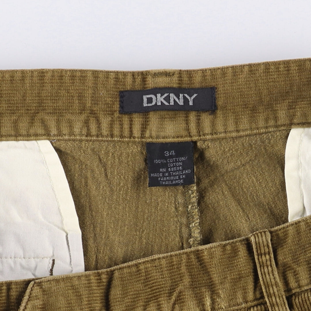 Donna Karan New York DKNY corduroy pants, men's size W36 cotton Khaki type sage green Vintage Second Hand