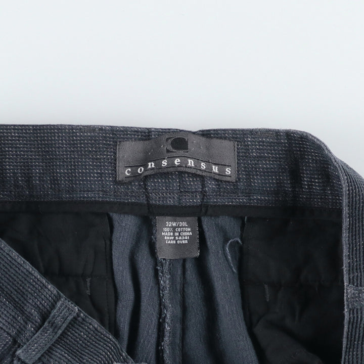 Consensus Two-pleat Corduroy Pants, Men's Size W31 cotton gray type Vintage Second Hand