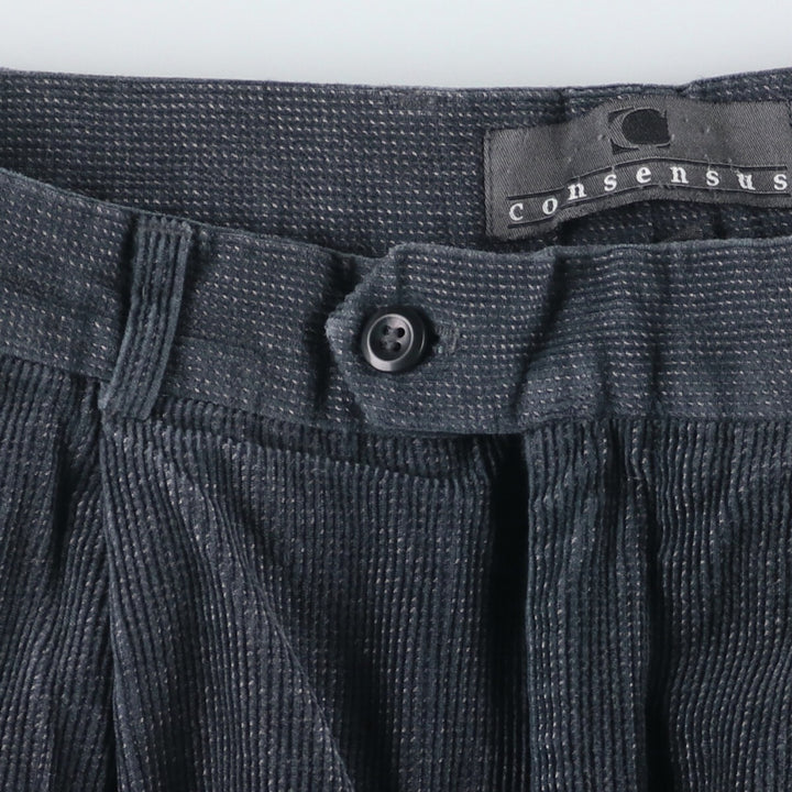 Consensus Two-pleat Corduroy Pants, Men's Size W31 cotton gray type Vintage Second Hand