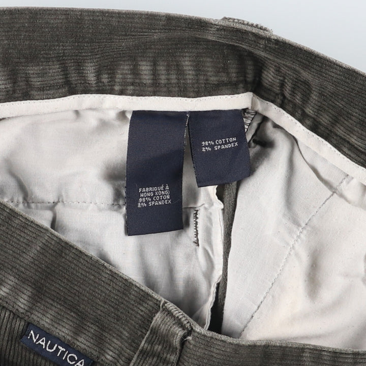 Nautica Rigger Classic Fit One-Tuck Corduroy Pants, Men's, Size 34 (approx.) cotton Khaki type sage green Vintage Second Hand