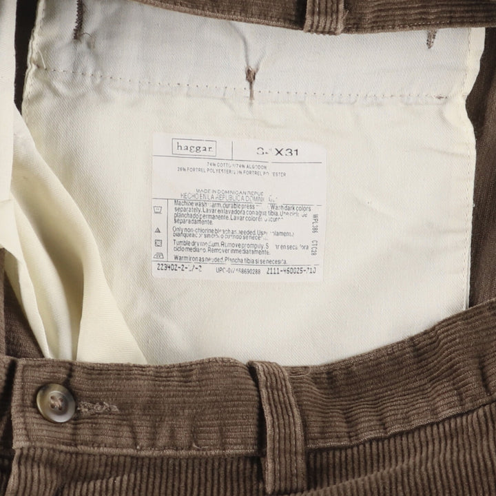 Haggar Corduroy Pants for Men, W34 cotton brown type Vintage Second Hand