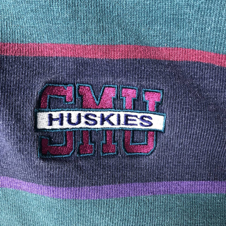 Oversized 90s-00'S Vintage BARBARIAN Striped Long Sleeve Rugby Shirt, Made in Canada, Men's XXL cotton green type Vintage Second Hand