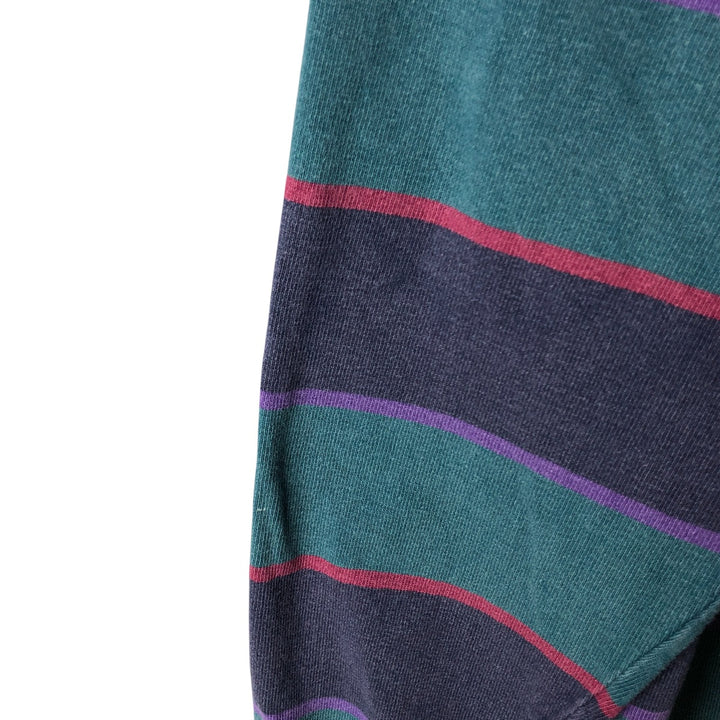 Oversized 90s-00'S Vintage BARBARIAN Striped Long Sleeve Rugby Shirt, Made in Canada, Men's XXL cotton green type Vintage Second Hand