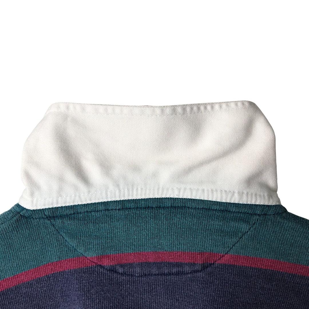 Oversized 90s-00'S Vintage BARBARIAN Striped Long Sleeve Rugby Shirt, Made in Canada, Men's XXL cotton green type Vintage Second Hand