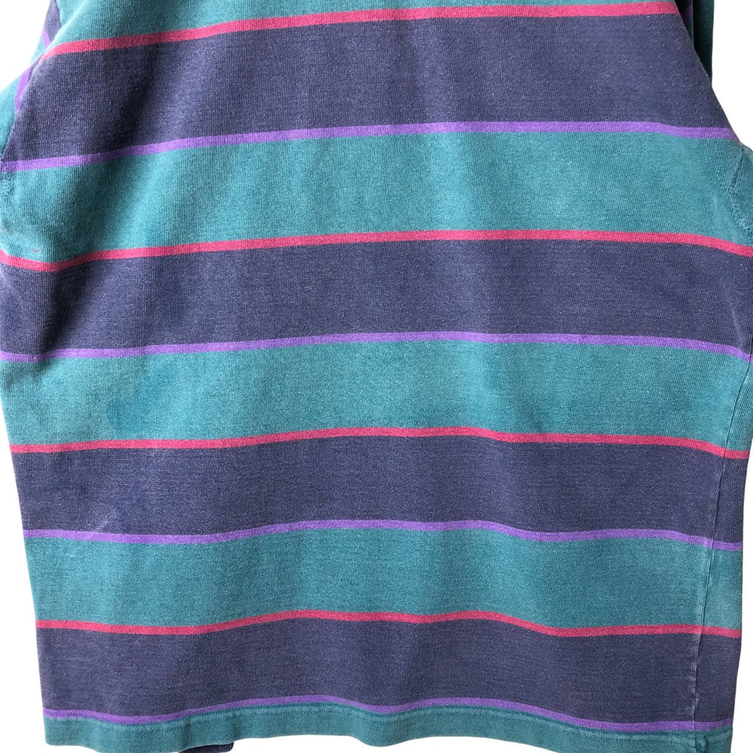 Oversized 90s-00'S Vintage BARBARIAN Striped Long Sleeve Rugby Shirt, Made in Canada, Men's XXL cotton green type Vintage Second Hand