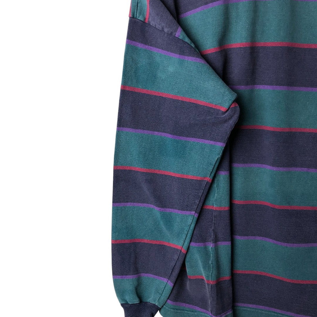 Oversized 90s-00'S Vintage BARBARIAN Striped Long Sleeve Rugby Shirt, Made in Canada, Men's XXL cotton green type Vintage Second Hand