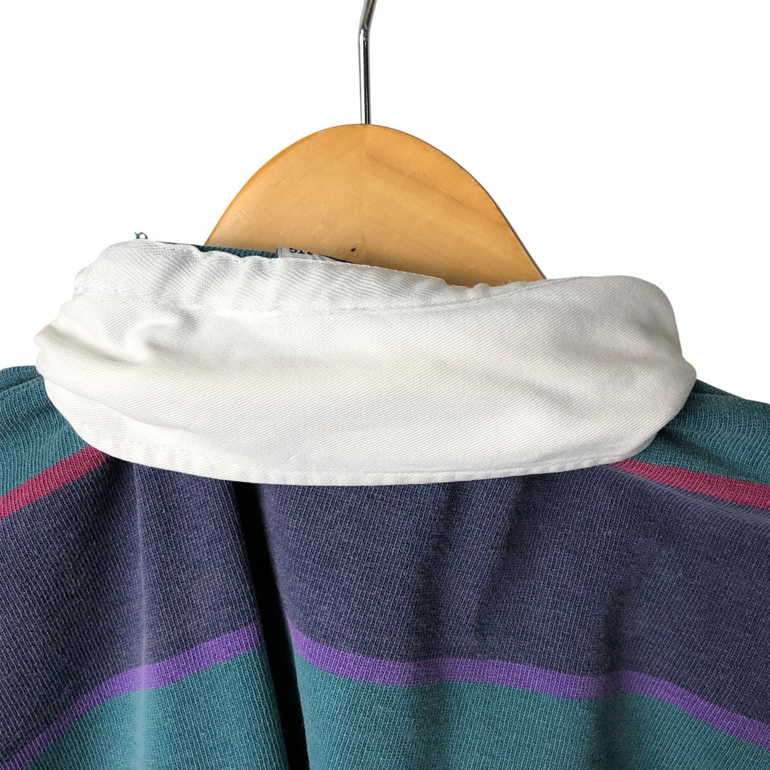 Oversized 90s-00'S Vintage BARBARIAN Striped Long Sleeve Rugby Shirt, Made in Canada, Men's XXL cotton green type Vintage Second Hand