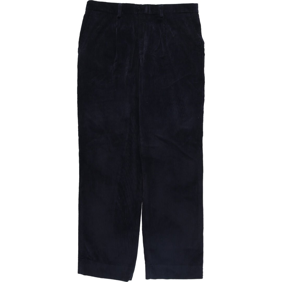 One-tuck corduroy pants, made in Italy, men's size W34 unclear navy blue type Vintage Second Hand
