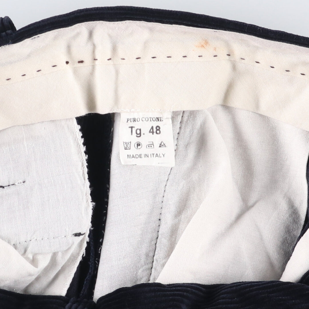 One-tuck corduroy pants, made in Italy, men's size W34 unclear navy blue type Vintage Second Hand
