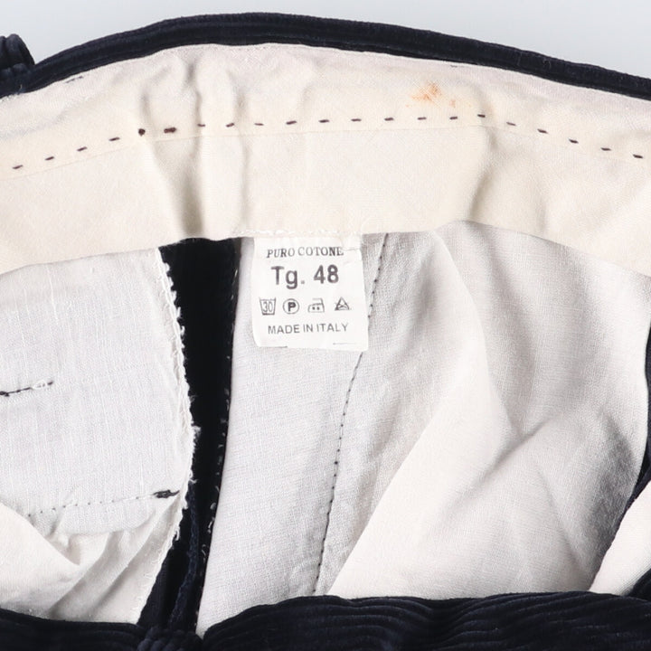 One-tuck corduroy pants, made in Italy, men's size W34 unclear navy blue type Vintage Second Hand