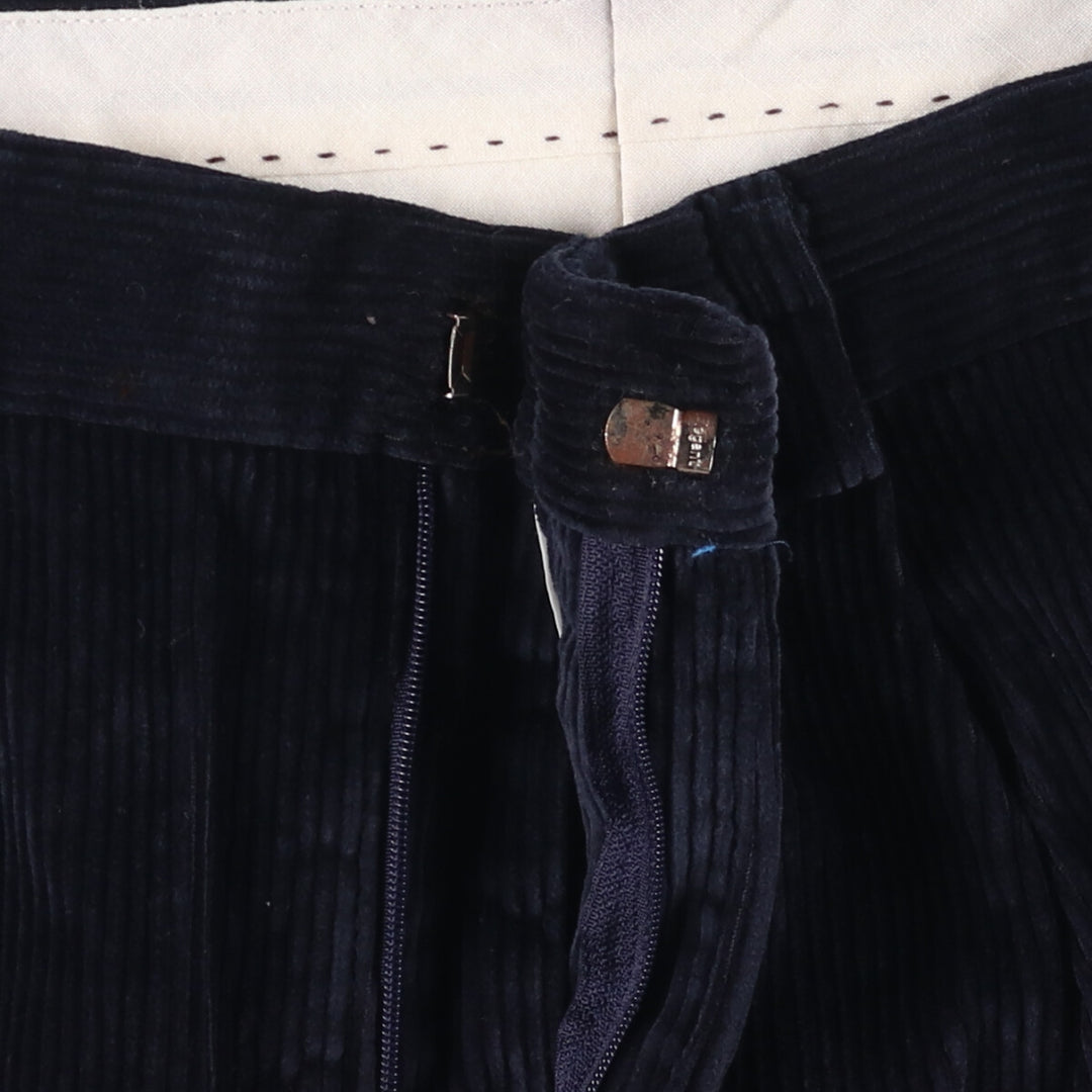 One-tuck corduroy pants, made in Italy, men's size W34 unclear navy blue type Vintage Second Hand